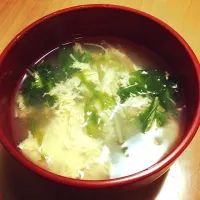 Snapdishの料理写真:水菜のかき玉コンソメスープ|ぁゃｃｈａｎさん