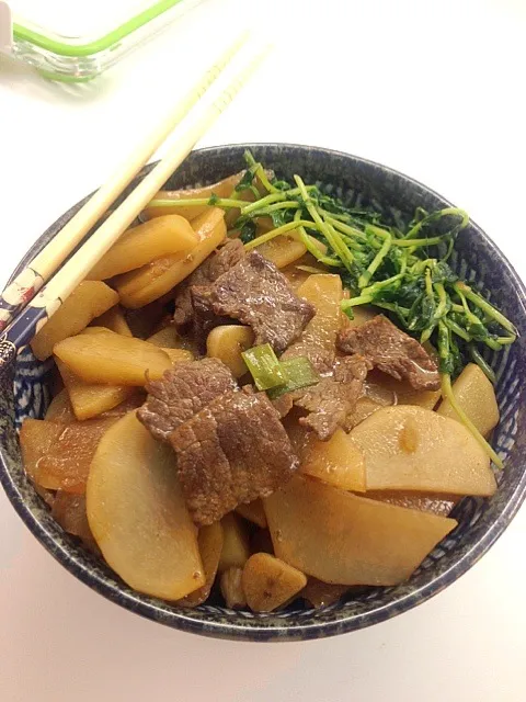 蚝油牛肉+清炒豆苗，この二つの日本語は本当にわからないのでごめなさい|小環さん