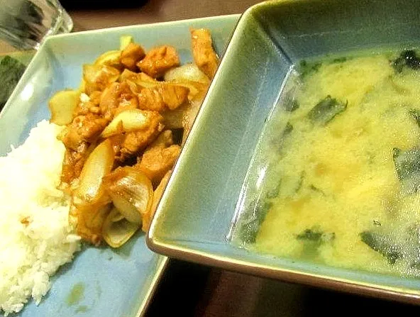 Quick and simple Asian dinner! Chicken and onion stir fry with miso soup|Lee Annさん