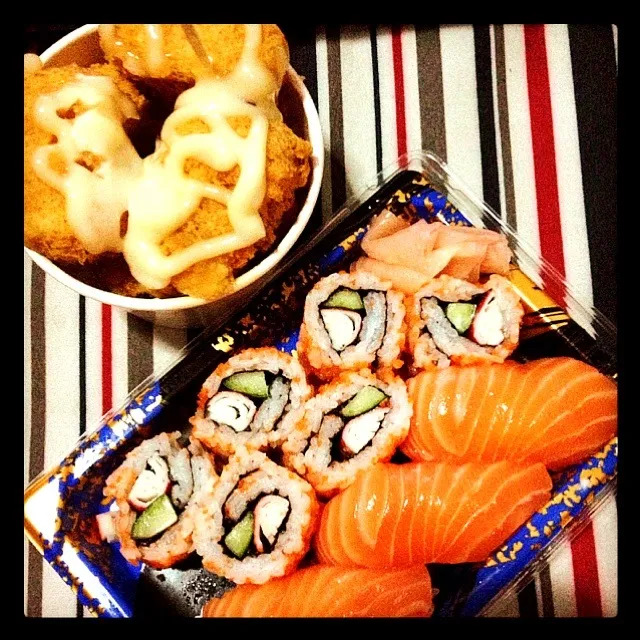 Quick dinner - fried tofu with mayo and sushi|Mさん