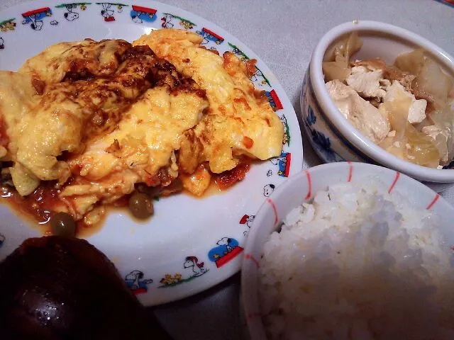 チリビーンズオムレツ♡キャベツと揚げと豆腐の醤油煮|腹ペコちゃん♡：)さん