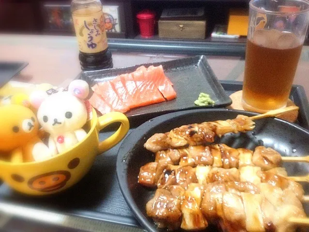 焼き鳥と刺身|ちょこ。さん