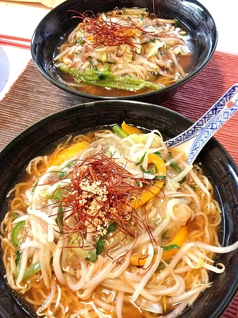 牛すじともやしとニラ！野菜たっぷりあんかけラーメン|かずさん