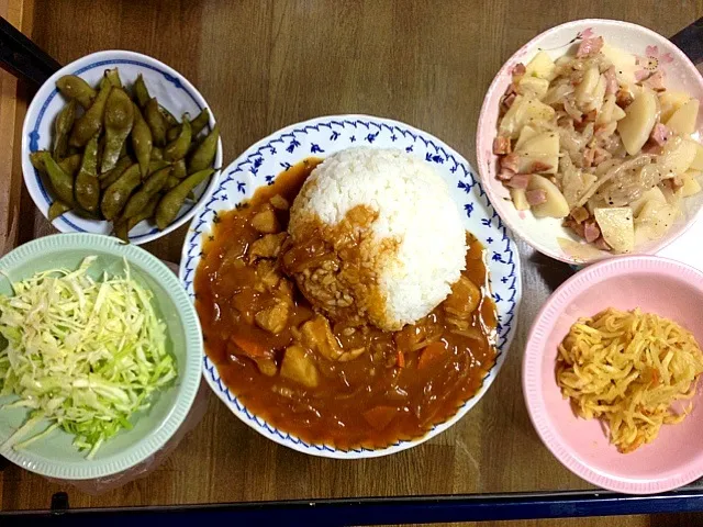 ハヤシライス、ジャーマンポテト晩御飯|まゆめろさん