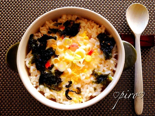 Snapdishの料理写真:☀朝の玉子雑炊🍲   Breakfast. Egg congee.|ピロさん