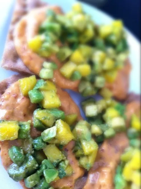 Chipotle Hummus & Avocado/Mango Salsa on Wasa|Elena Stone-Ohさん