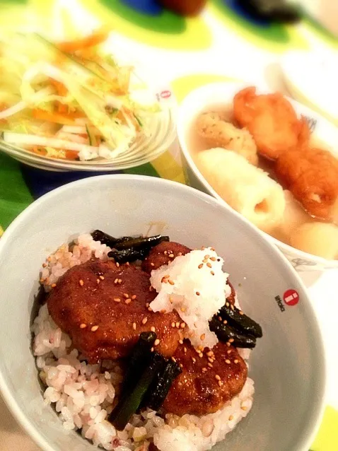 豆腐ハンバーグ丼|おーさわさん