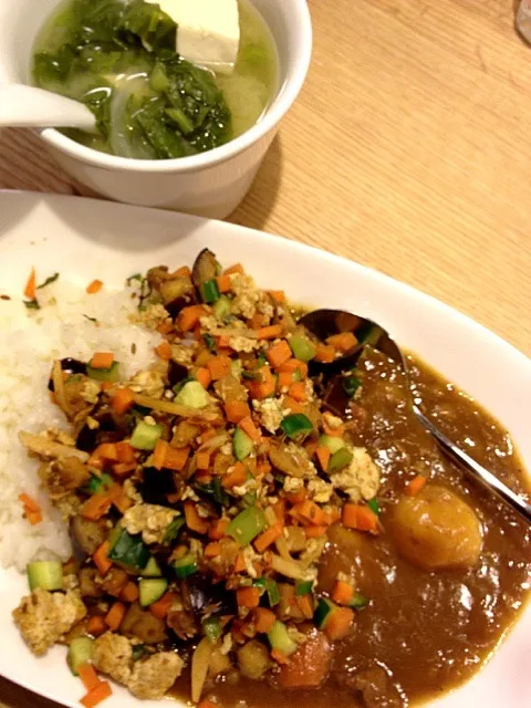 カレーリメイク、豆腐の味噌汁|popoさん