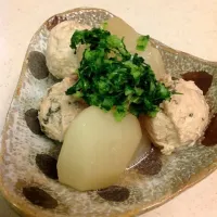 鶏つくねと蕪煮