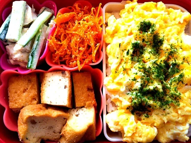 Snapdishの料理写真:卵ライスとがんも弁当|もえさん