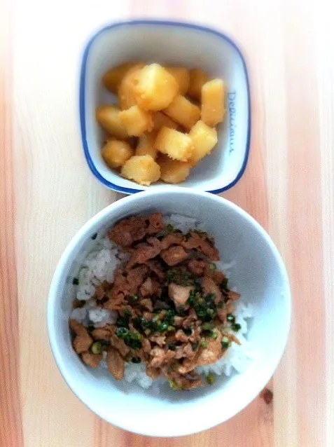 生姜焼き丼＆じゃがいもの甘辛煮|ももさん