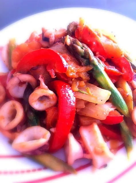 spicy squid n veges!!|tomomi tawaraさん