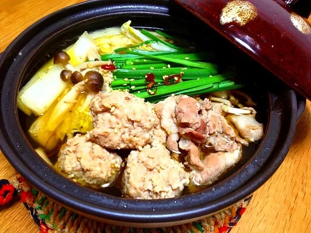 鶏だんごと豚肉の和風ダシ鍋(^-^)/|みにさん