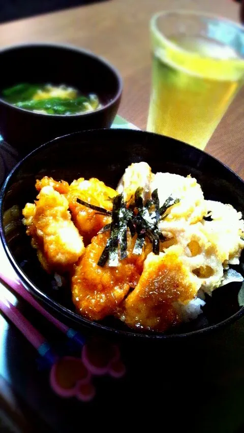 鶏とレンコン天丼|ゆんこさん