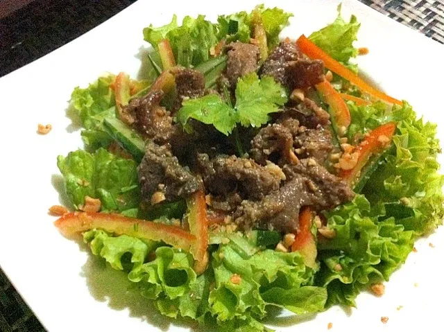 Pork loin  & Pork liver Salad with Thai Dressing and Roasted Peanut Sprinkles|Rochelle Hernandezさん