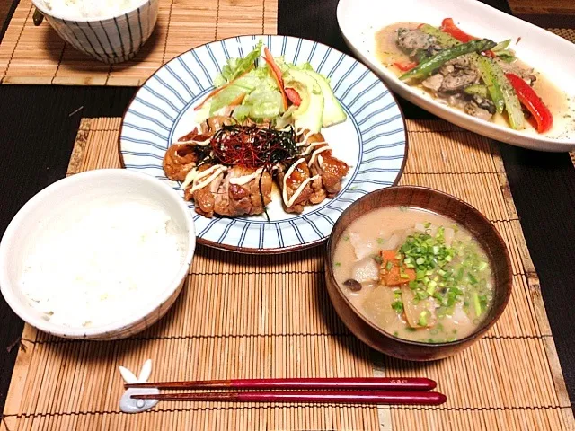 チキンの照り焼きでディナー|zuriさん