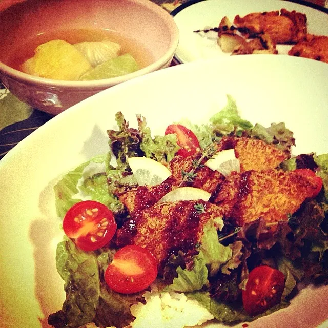 ハムカツ丼      ソース味・                                ロールキャベツお味噌汁|志野さん