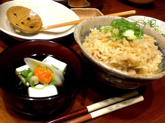 鶏ごぼうご飯と湯豆腐|chieko ♪さん