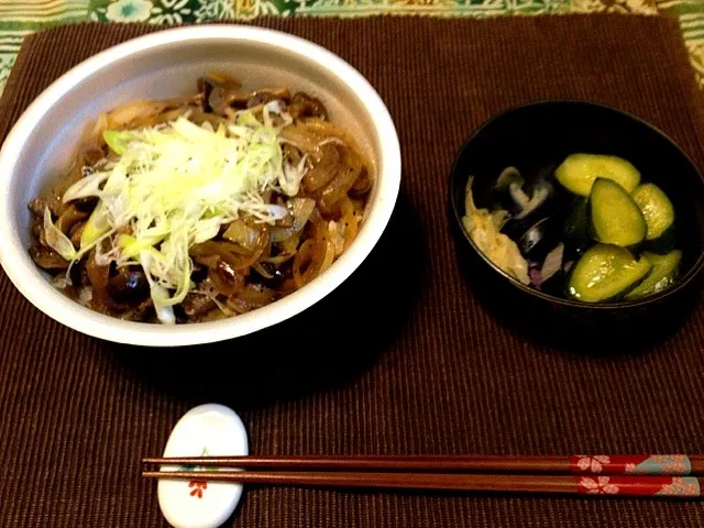 今日は飲み会  娘ごめんなさい  ステーキ屋さんのお持ち帰り ステーキ丼  ぬか漬け|ベタママさん