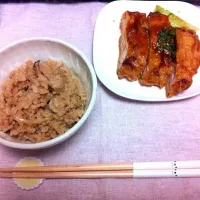 照り焼きとエリンギ炊き込みご飯|さなえさん