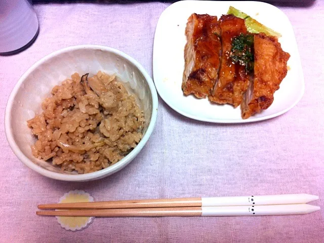 照り焼きとエリンギ炊き込みご飯|さなえさん