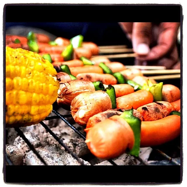 Grilled Sausage with bell pepper|Crushedcranberriesさん