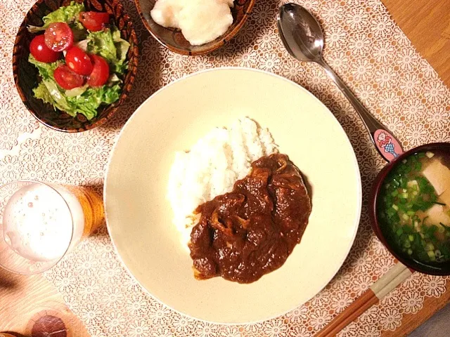 タマネギと生姜をすりおろしたトマトカレー。鉄板！！！|canadienneさん