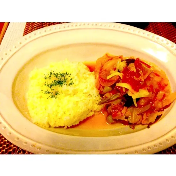 鶏肉とキャベツの🍅煮込み|めぐさん