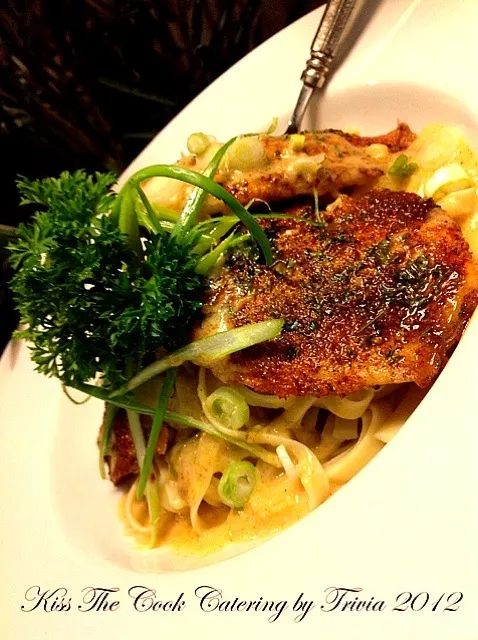 I made a Romantic Cajun Fettuccine Pasta with Blackened Tilapia|Taste-New Americanさん