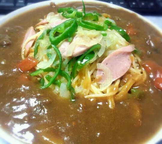 残ったカレーであんかけスパ|ぐっちさん