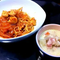 トマトパスタと豆乳スープ|坂本理恵さん