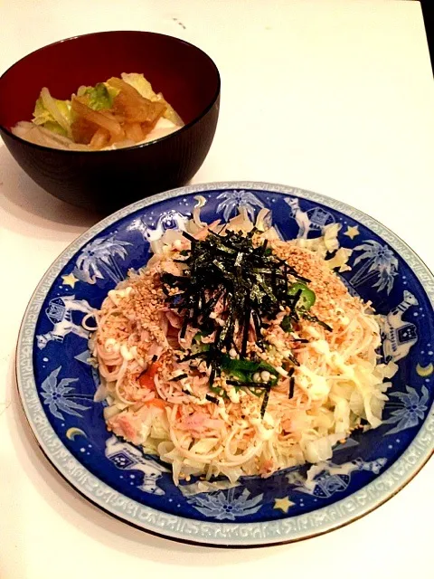 ツナオクラとキャベツの明太そうめん|りさ〜ぬさん