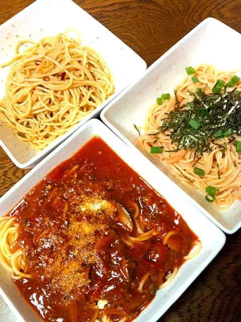 パスタ３種   トマトソース・明太子・ペペロンチーノ|nonさん