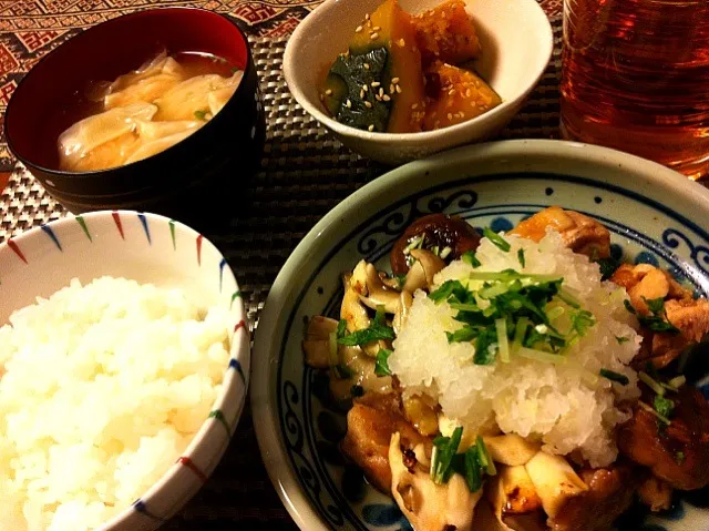 きのこと鳥肉のポン酢がけー|ずずさん