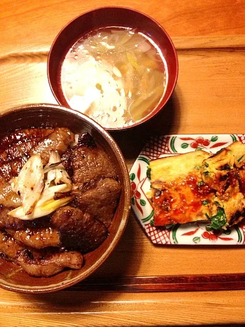 焼肉丼、かぼちゃチヂミ、プゴク|ゆう子さん