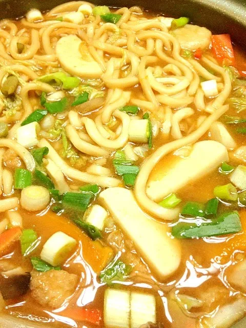 Snapdishの料理写真:ほうとう風かぼちゃ入り味噌煮込みうどん鍋|舞さん