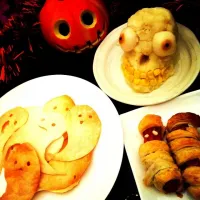 Snapdishの料理写真:ミイラとスカルポテトとおばけのハロウィン前夜祭♪|keikoさん