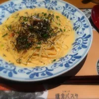 Snapdishの料理写真:イカと明太クリームパスタ🍝|ゆみさん