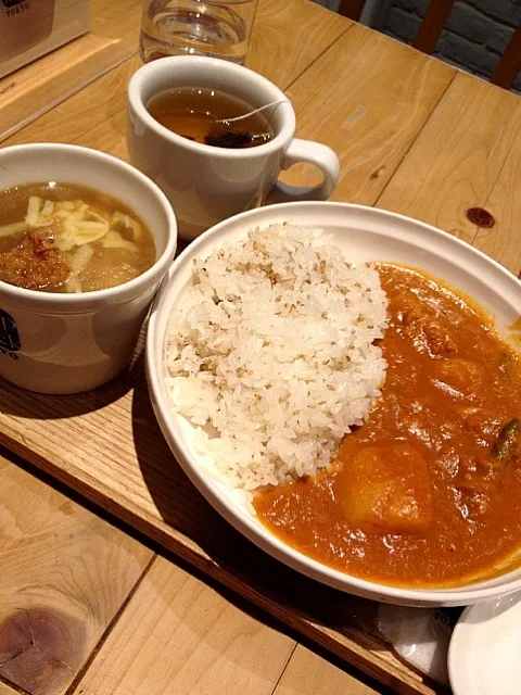 Snapdishの料理写真:スープストックのカレーセット ゴッホの玉ねぎスープ|ももさん