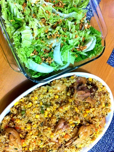 Snapdishの料理写真:Galinhada e Salada de Acelga com Alho!!!|lucia inoueさん