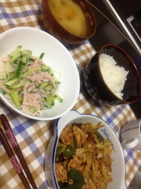 回鍋肉、春雨サラダ|食いしん坊もりもりさん