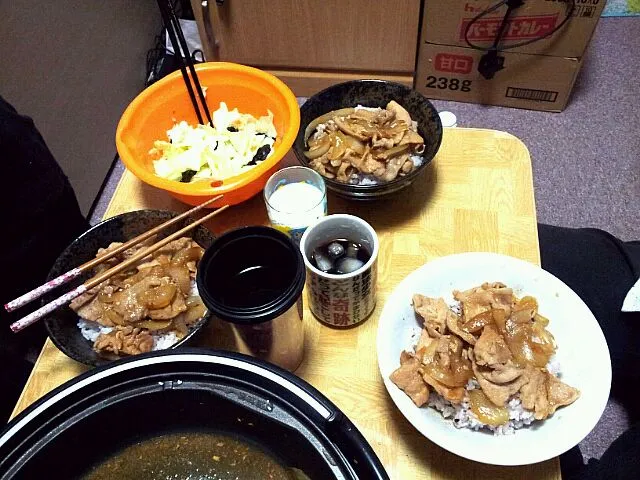 生姜焼き丼と塩キャベツ|ラフトさん