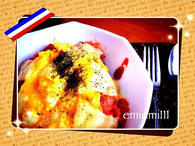 Cheese omelette with rice|yoさん