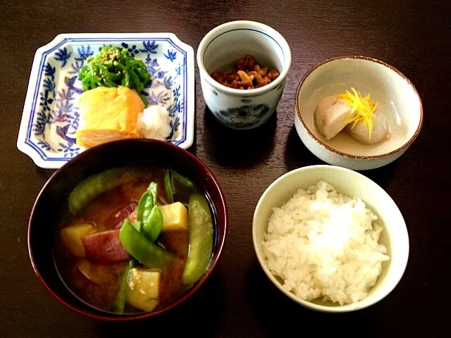 Snapdishの料理写真:朝ごはんに汁物がたっぷりないと辛い季節になりましたねー|rina matsunagaさん