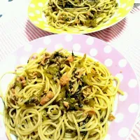 鮭と高菜の和風パスタ|みーつぁるとさん