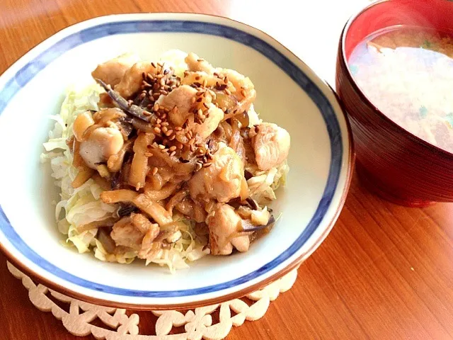 茄子と鳥肉の味噌炒め丼|Ayayaさん