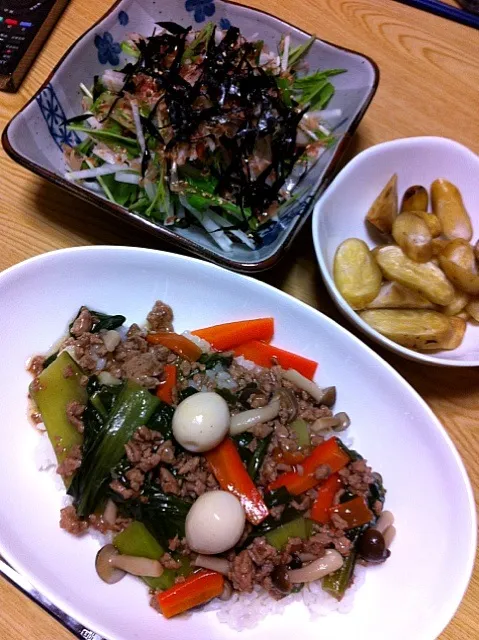 中華丼的などんぶりと大根サラダ|豆もやし(チャニョ。)さん