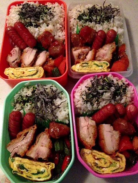 Snapdishの料理写真:おはようございます。四人のお弁当|りんさん