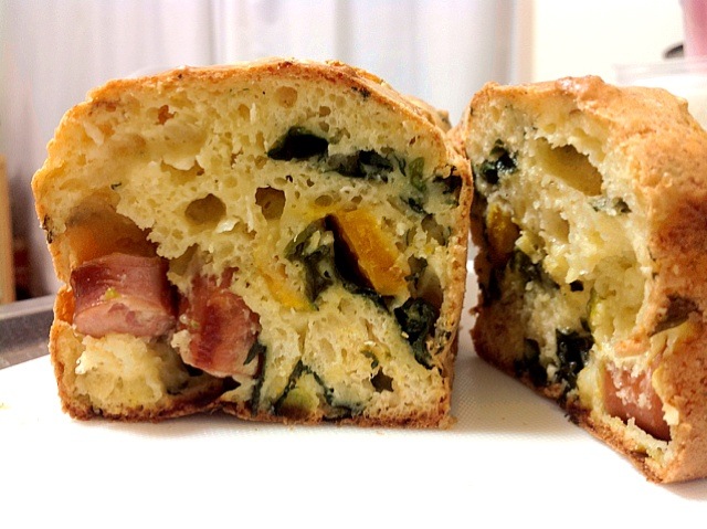 かぼちゃ ウィンナー 玉ねぎ ほうれん草のケークサレ ホットケーキミックスで簡単だし 豆腐入りでしっとり美味しい うみちづ Snapdish スナップディッシュ Id N05afa