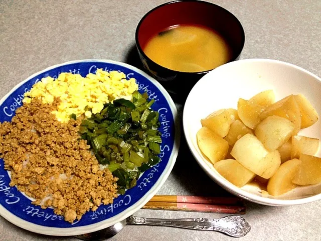 三色丼•カブのコンソメ煮|うるしちかさん